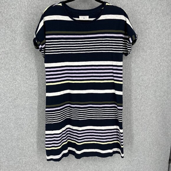 Lou and Grey Womens Oversized Knit Shirt Dress Size Small Navy Blue Striped NWOT - Picture 1 of 9